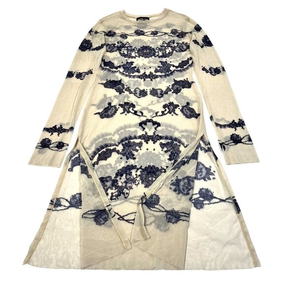 Vintage 1990's Jean Paul Gaultier Sheer Mesh Tattoo Print Dress in Ecru - Picture 4 of 6